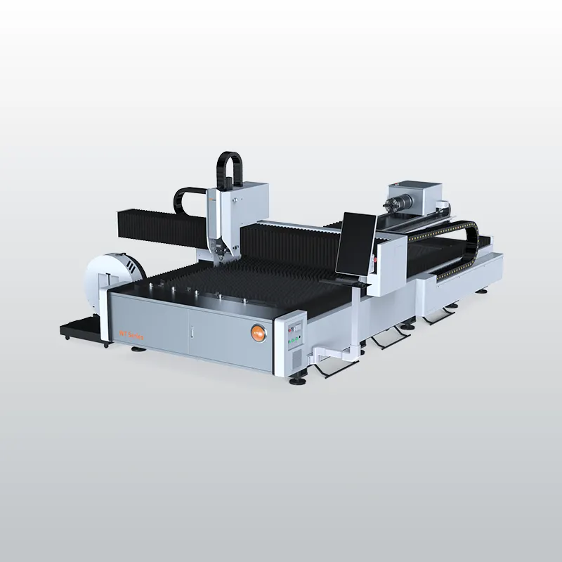 Kombinált lemez és cső fiber lézervágó gép – XT-Laser WT Series - oldalról nézve